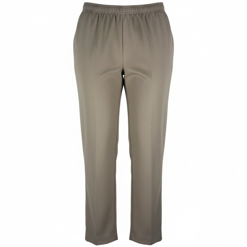 Alfred Dunner Classics Pants Women 12P Tan Elastic Waist Straight Leg New